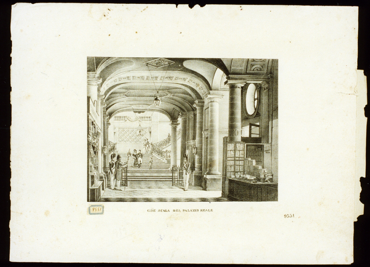 interno del palazzo reale (stampa) di Arnout Jean Baptiste (sec. XIX)