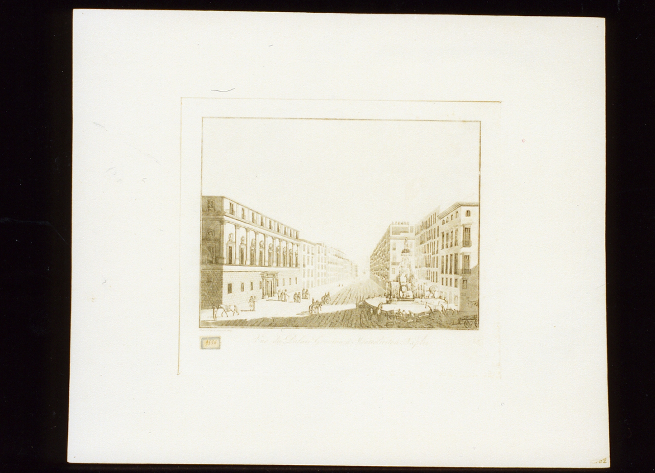 veduta di via monteoliveto a napoli (stampa) - ambito francese (sec. XIX)