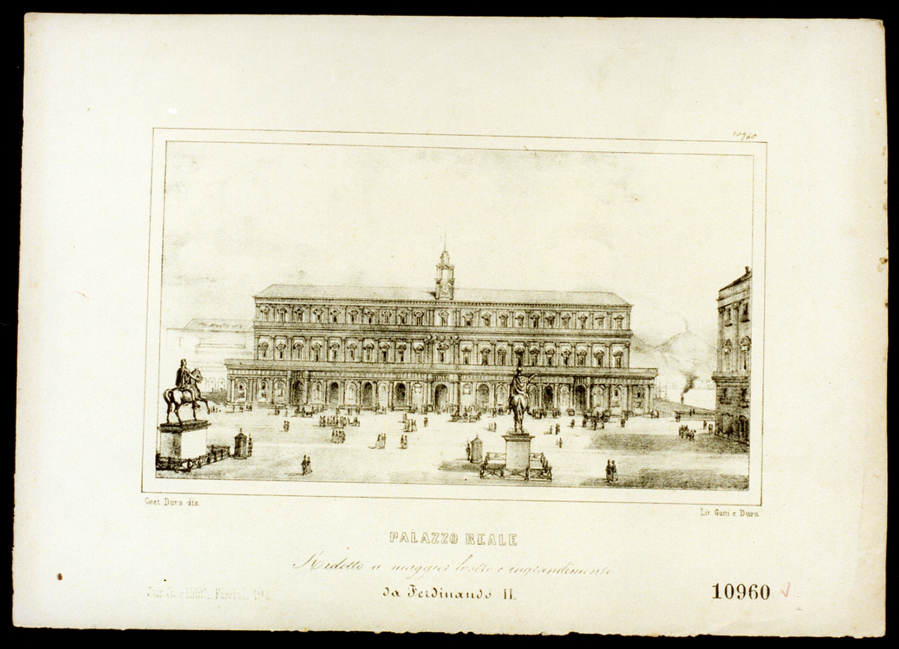 veduta del palazzo reale (stampa) di Dura Gaetano (metà sec. XIX)