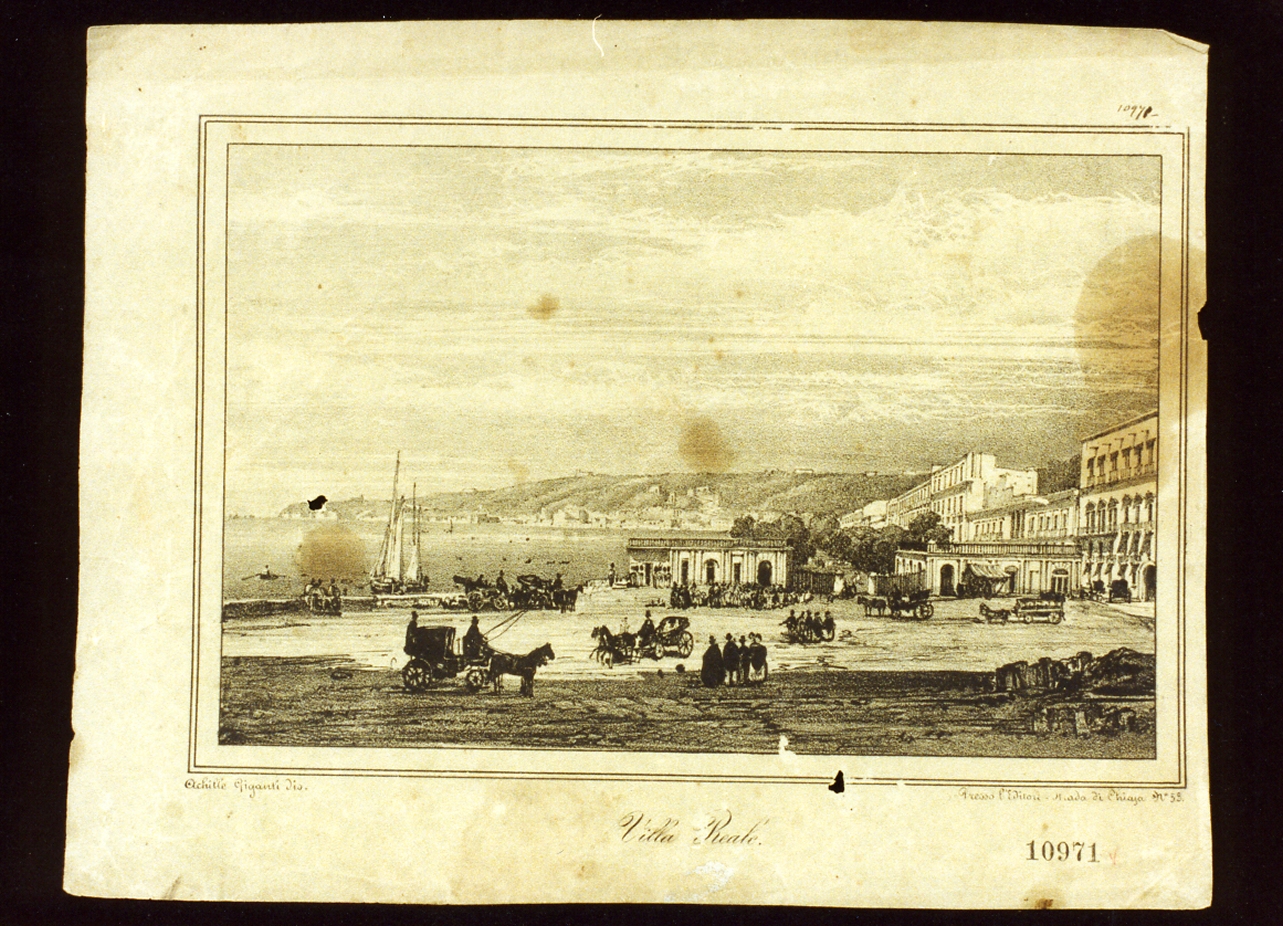 veduta della villa Reale a Napoli (stampa) di Gigante Achille (sec. XIX)