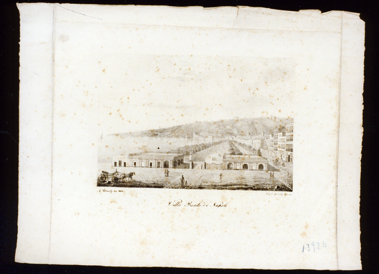 veduta della villa Reale a Napoli (stampa) di Bianchi Lorenzo (sec. XIX)
