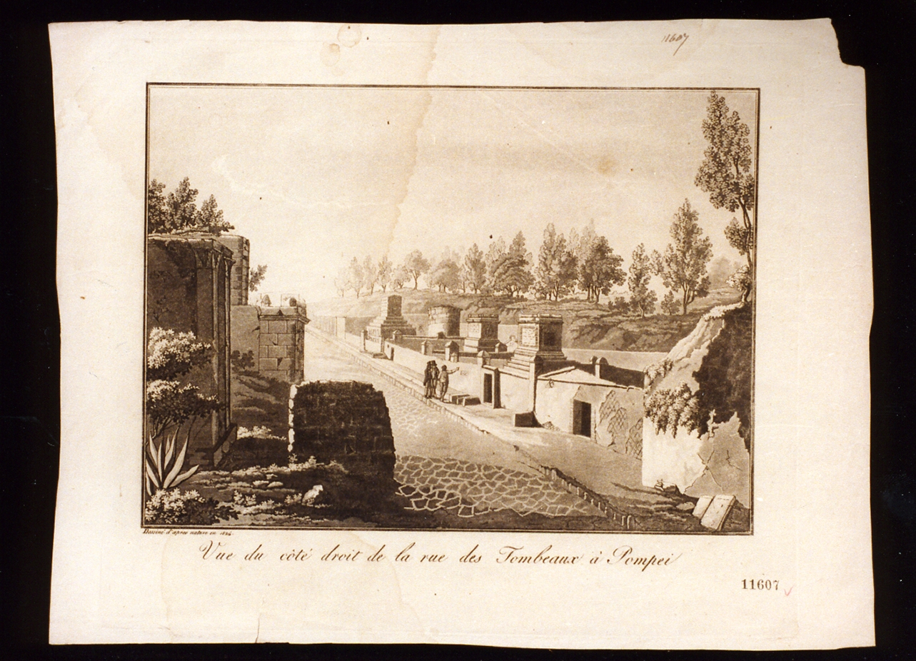 veduta della via dei Sepolcri (stampa tagliata) - ambito napoletano (sec. XIX)