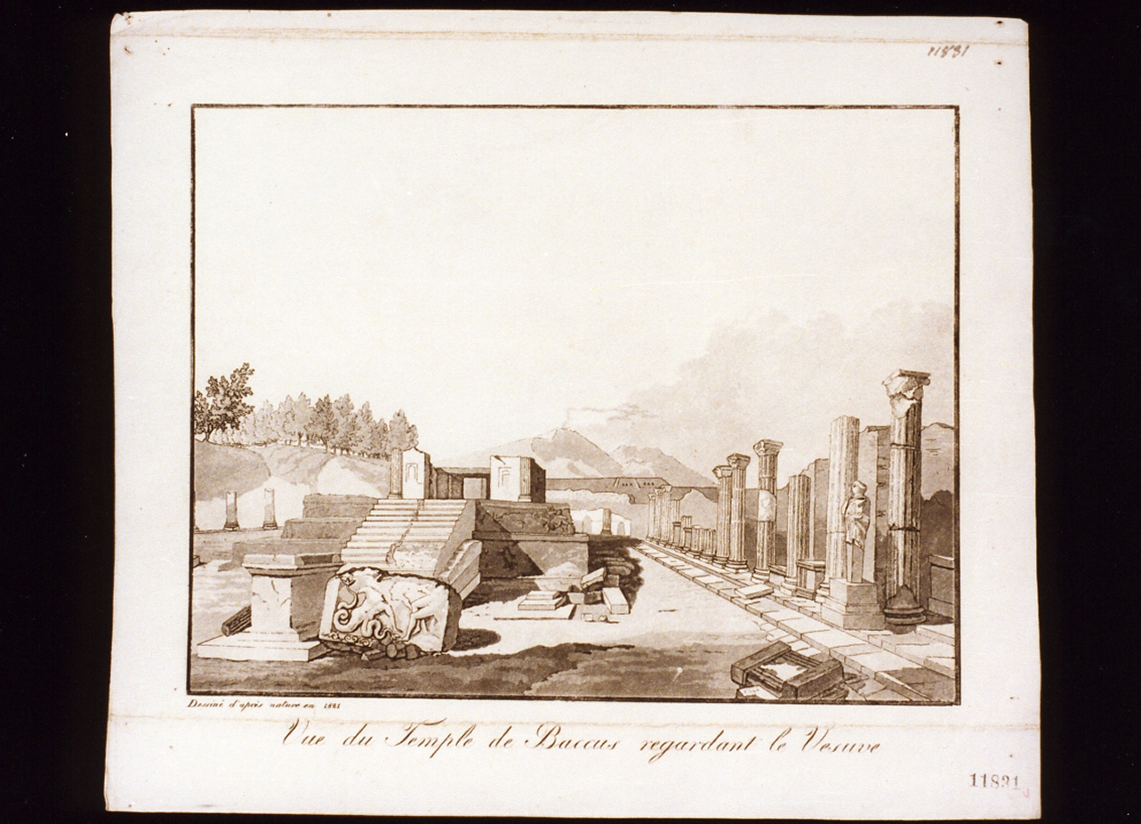 veduta del tempio di Bacco (stampa) - ambito napoletano (sec. XIX)