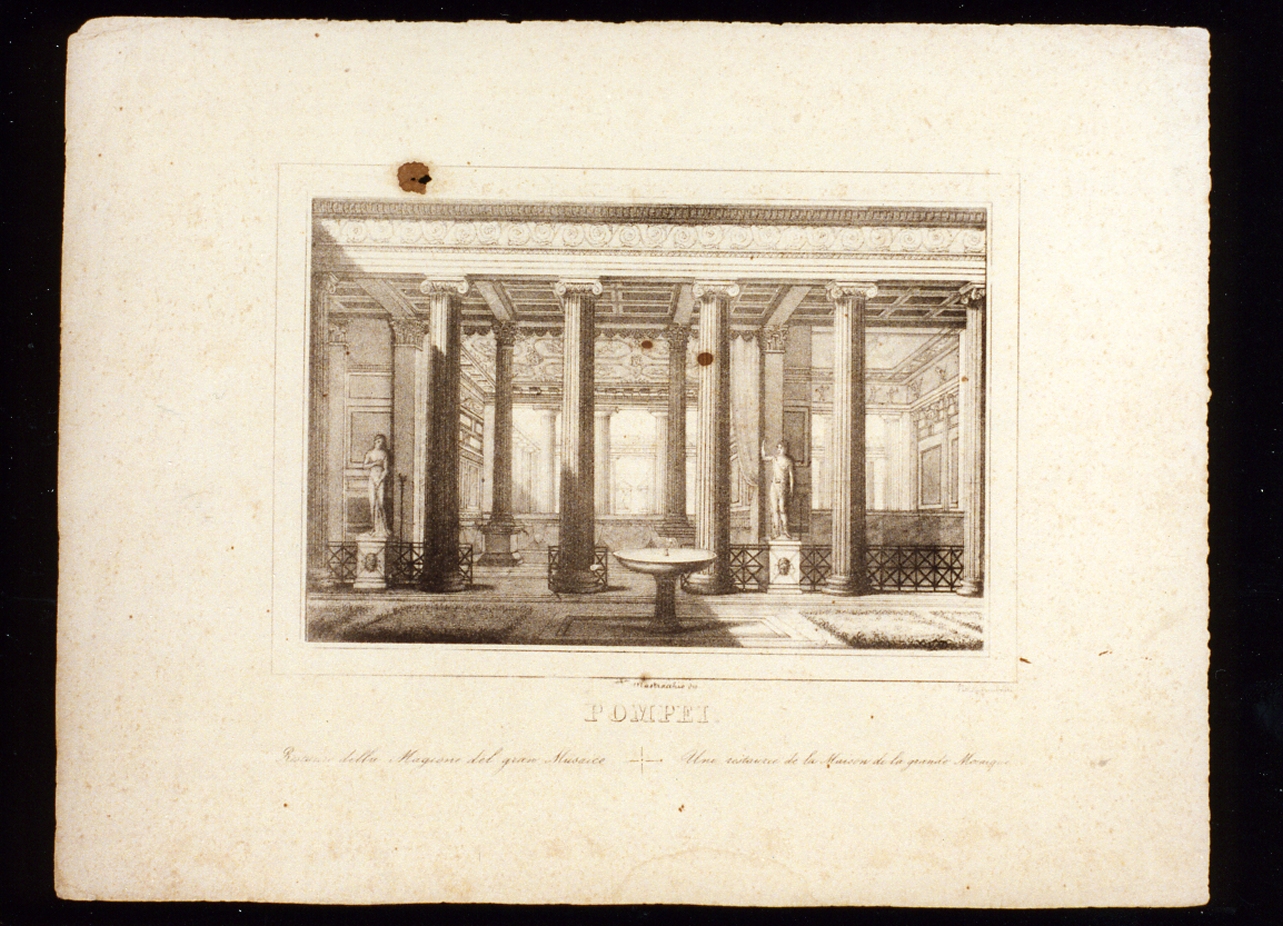 casa del gran mosaico a Pompei (stampa) di Mastracchio Michele (secondo quarto sec. XIX)
