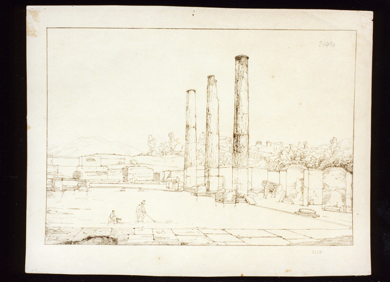 veduta del tempio di Serapide (stampa tagliata) di Gigante Giacinto (sec. XIX)