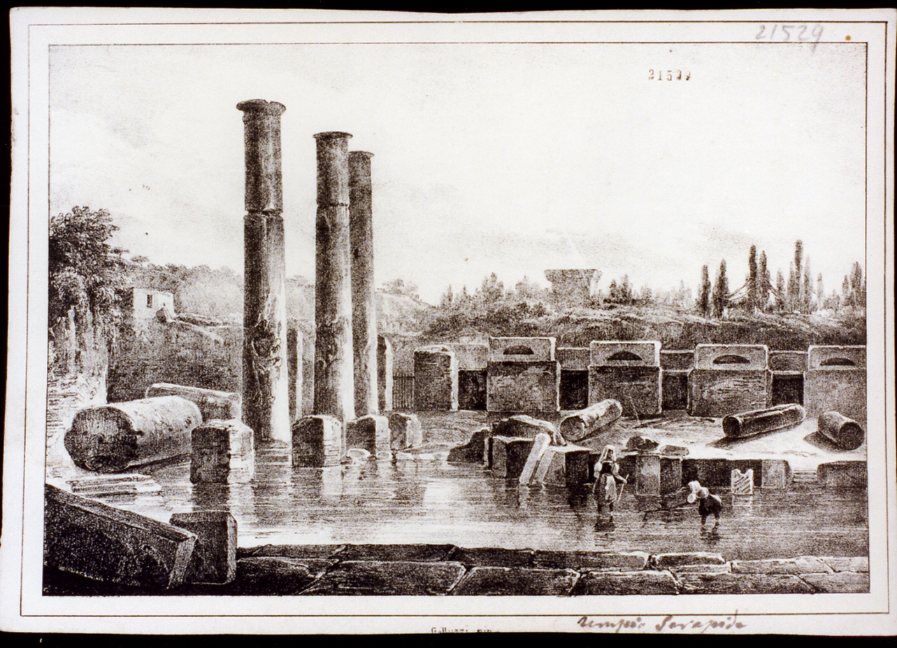 veduta del tempio di Serapide (stampa tagliata) di Galluzzi Leopoldo (sec. XIX)