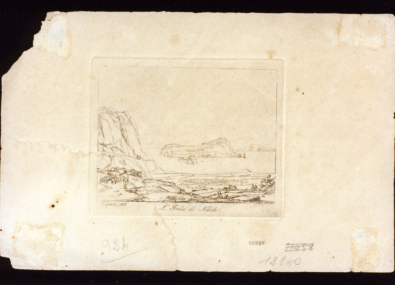 veduta dell'isola di Nisida (stampa) di Gigante Giacinto (sec. XIX)