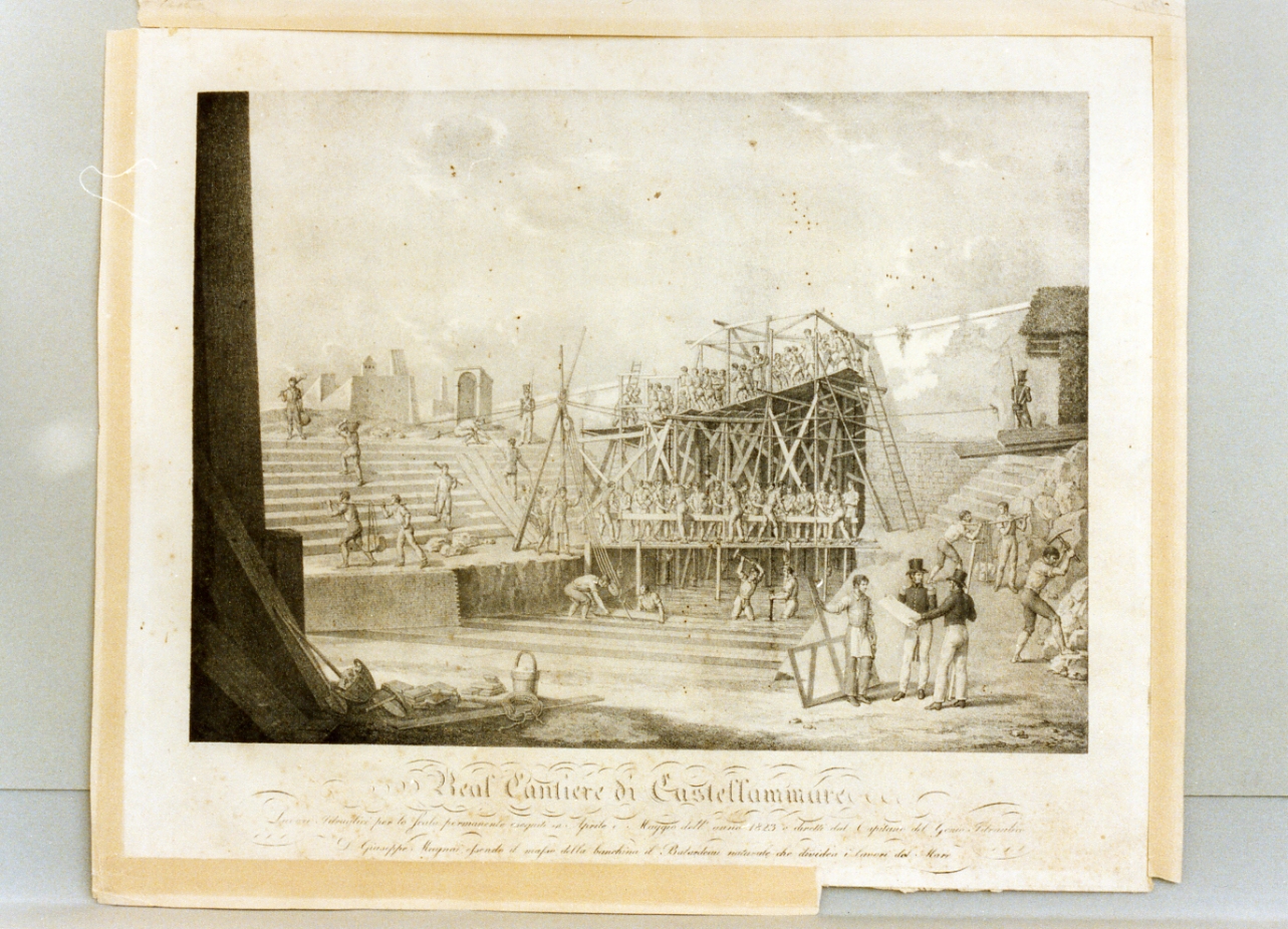 paesaggio con architetture (stampa) di Aloja Gennaro (sec. XIX)