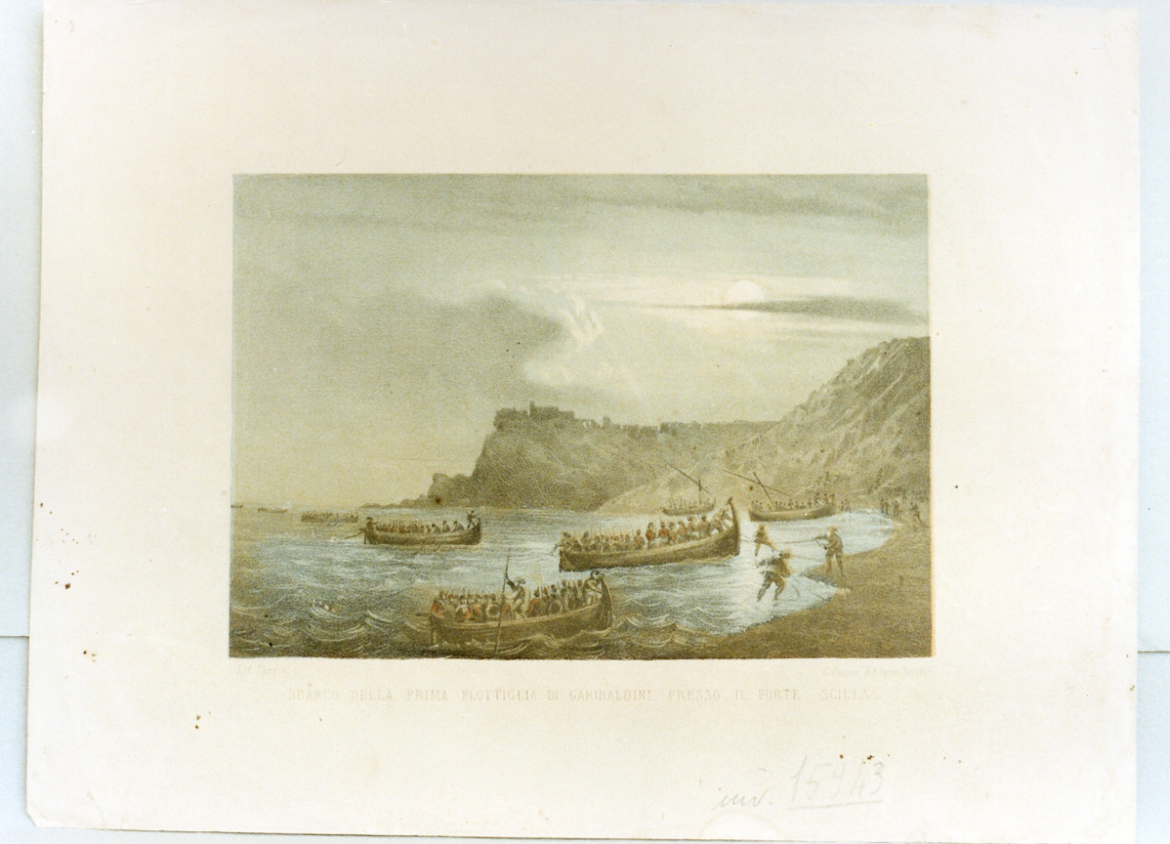 paesaggio marino (stampa a colori) - ambito italiano (sec. XIX)