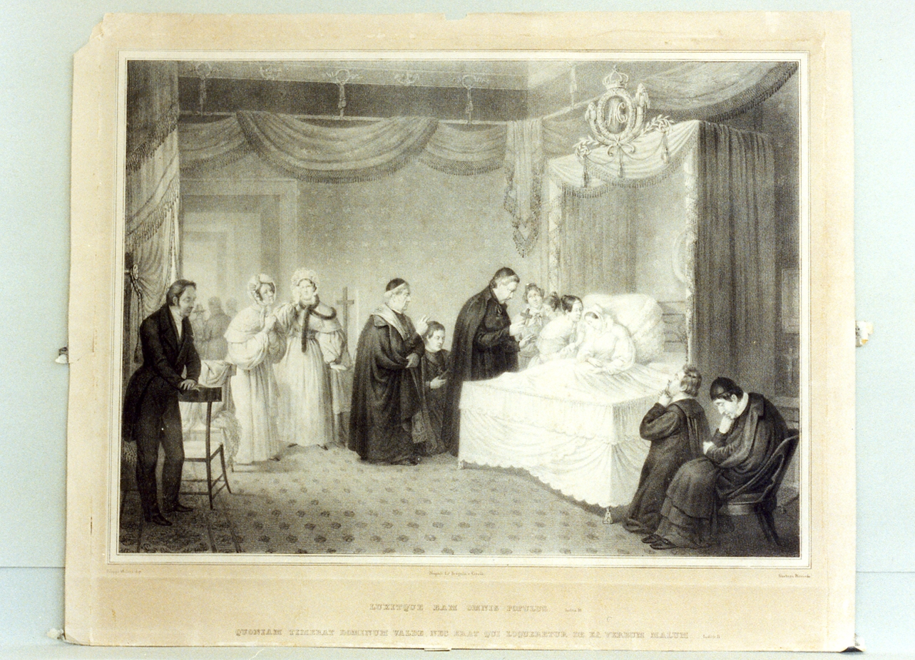 morte della regina Maria Cristina di Savoia (stampa) di Riccio Gaetano, Molino Filippo (sec. XIX)
