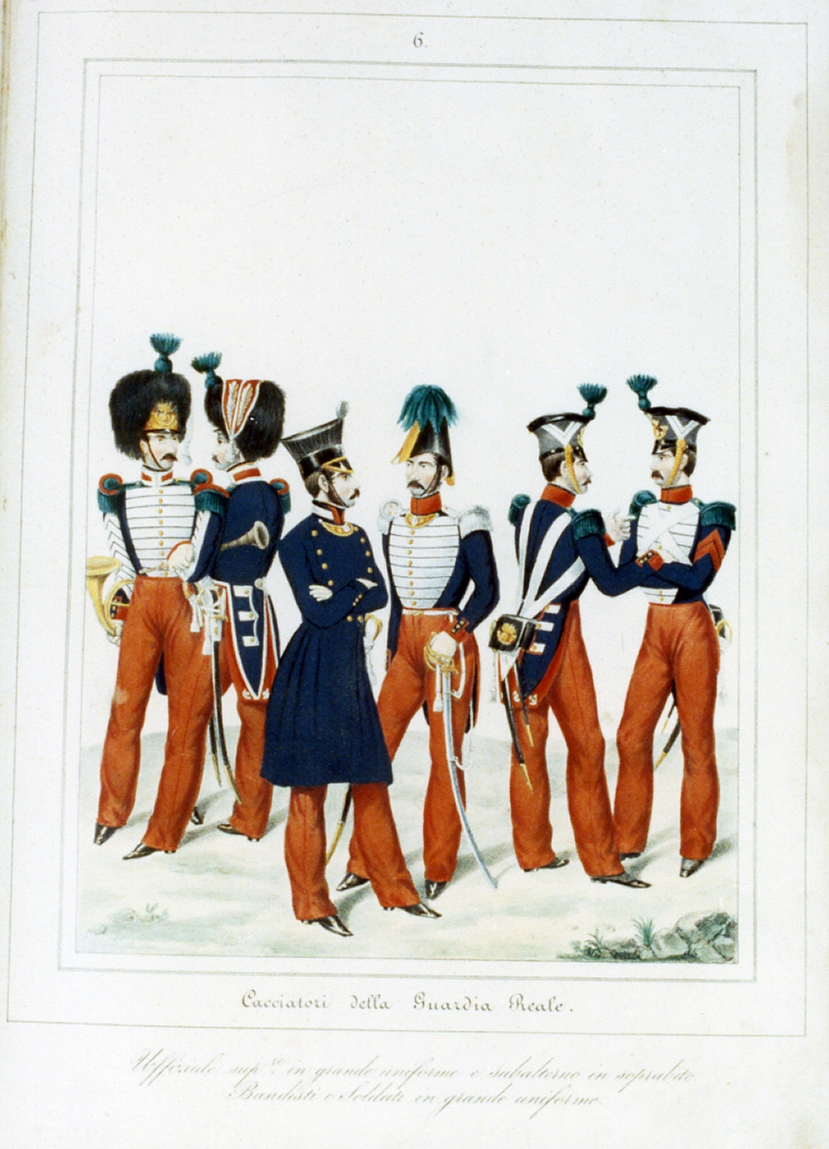 figure maschili (stampa a colori) - ambito italiano (sec. XIX)