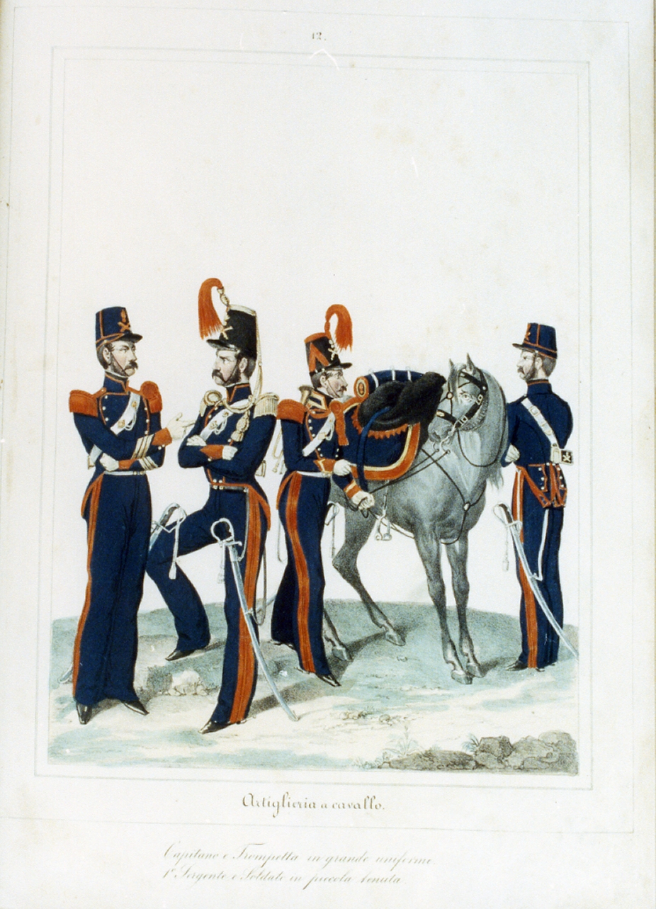 figure maschili (stampa a colori) - ambito italiano (sec. XIX)