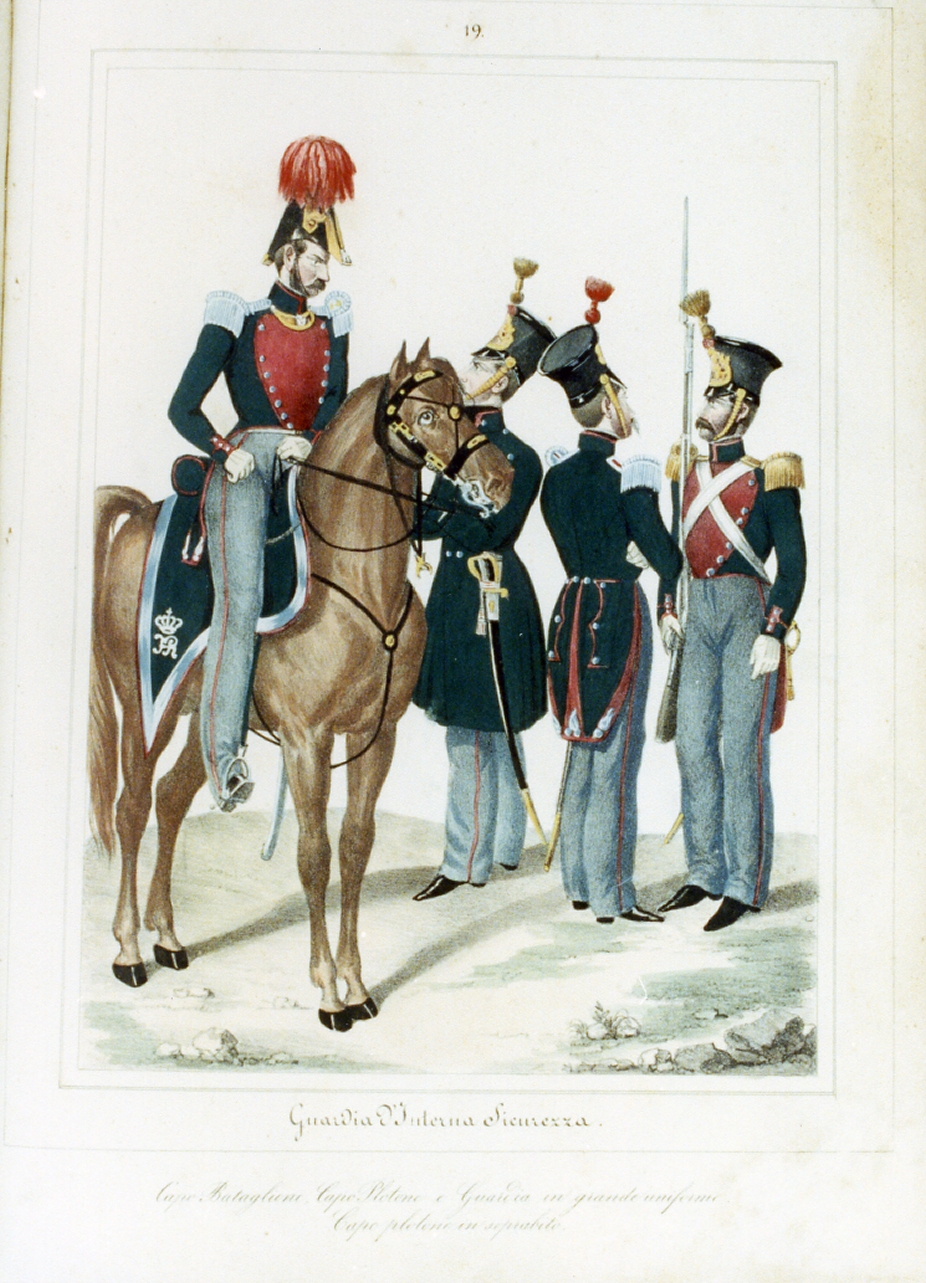 figure maschili (stampa a colori) - ambito italiano (sec. XIX)