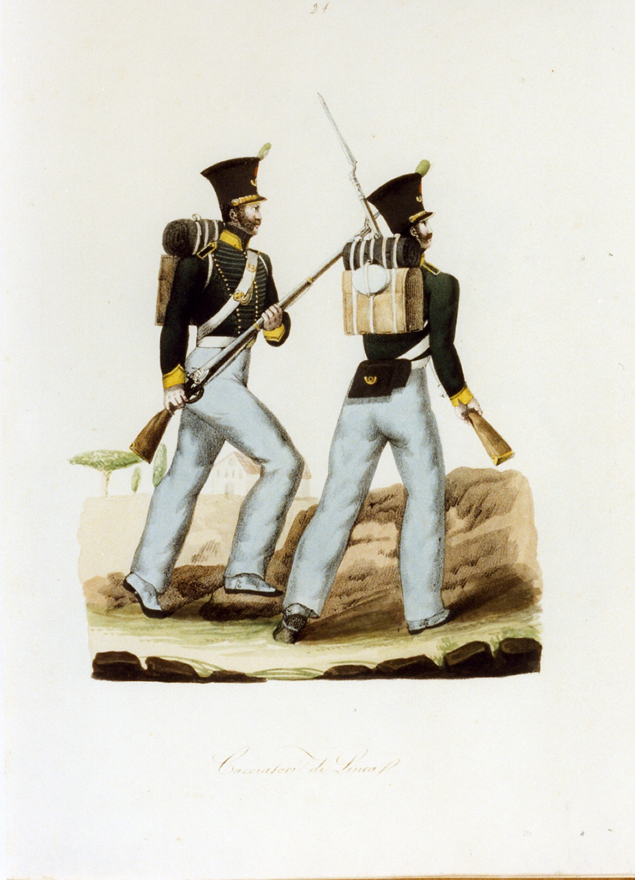 figure maschili (stampa a colori) - ambito italiano (sec. XIX)