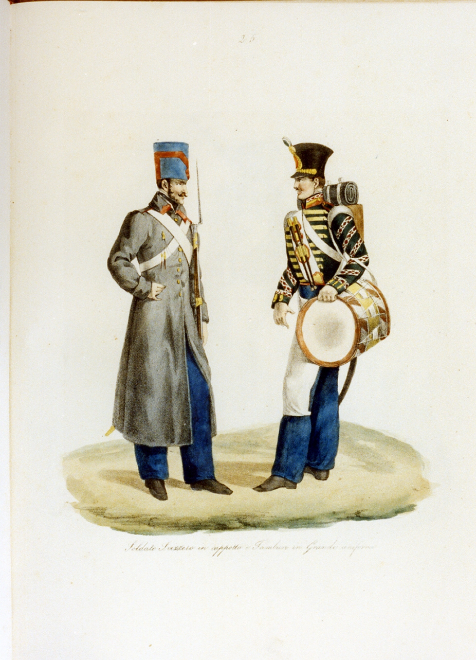 figure maschili (stampa a colori) - ambito italiano (sec. XIX)