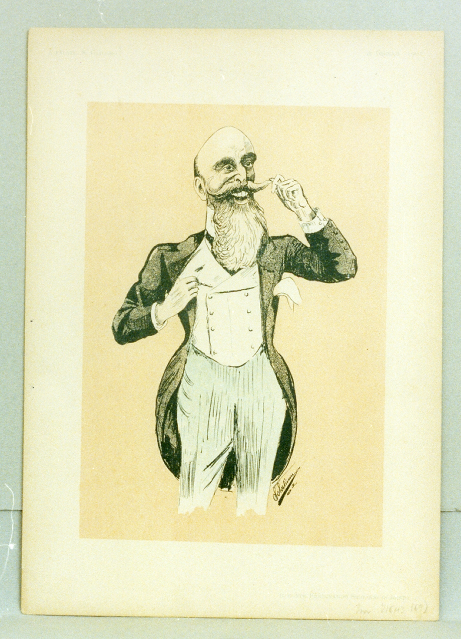 ritratto d'uomo (stampa a colori) di Buonsollazzi Mario detto Solatium (sec. XX)