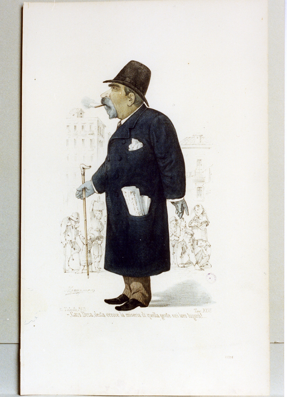 caricatura maschile (stampa a colori) di Manganaro Antonio (sec. XIX)