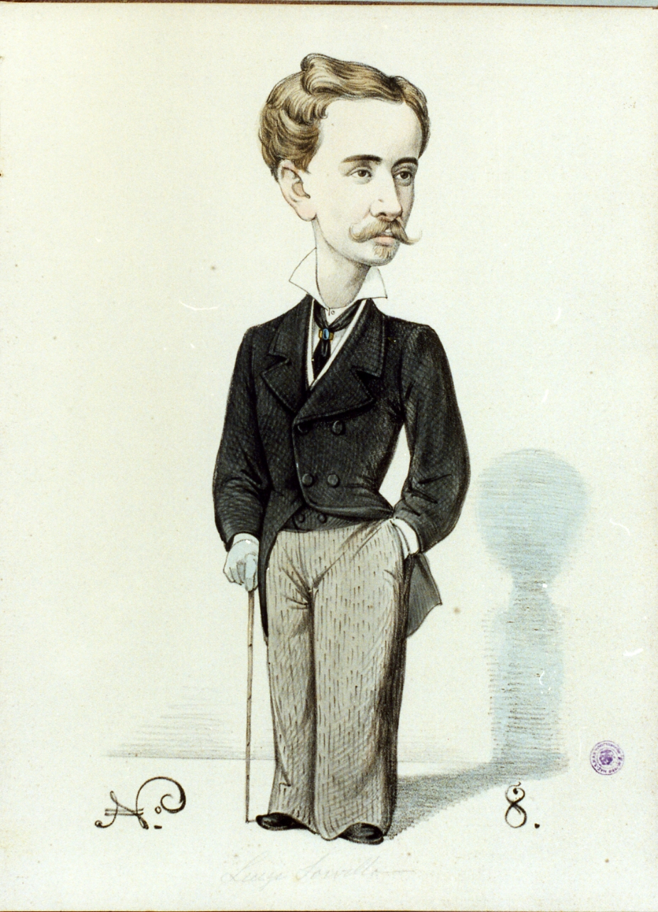 caricatura maschile (stampa a colori) di De Gregorio Francesco (sec. XIX)