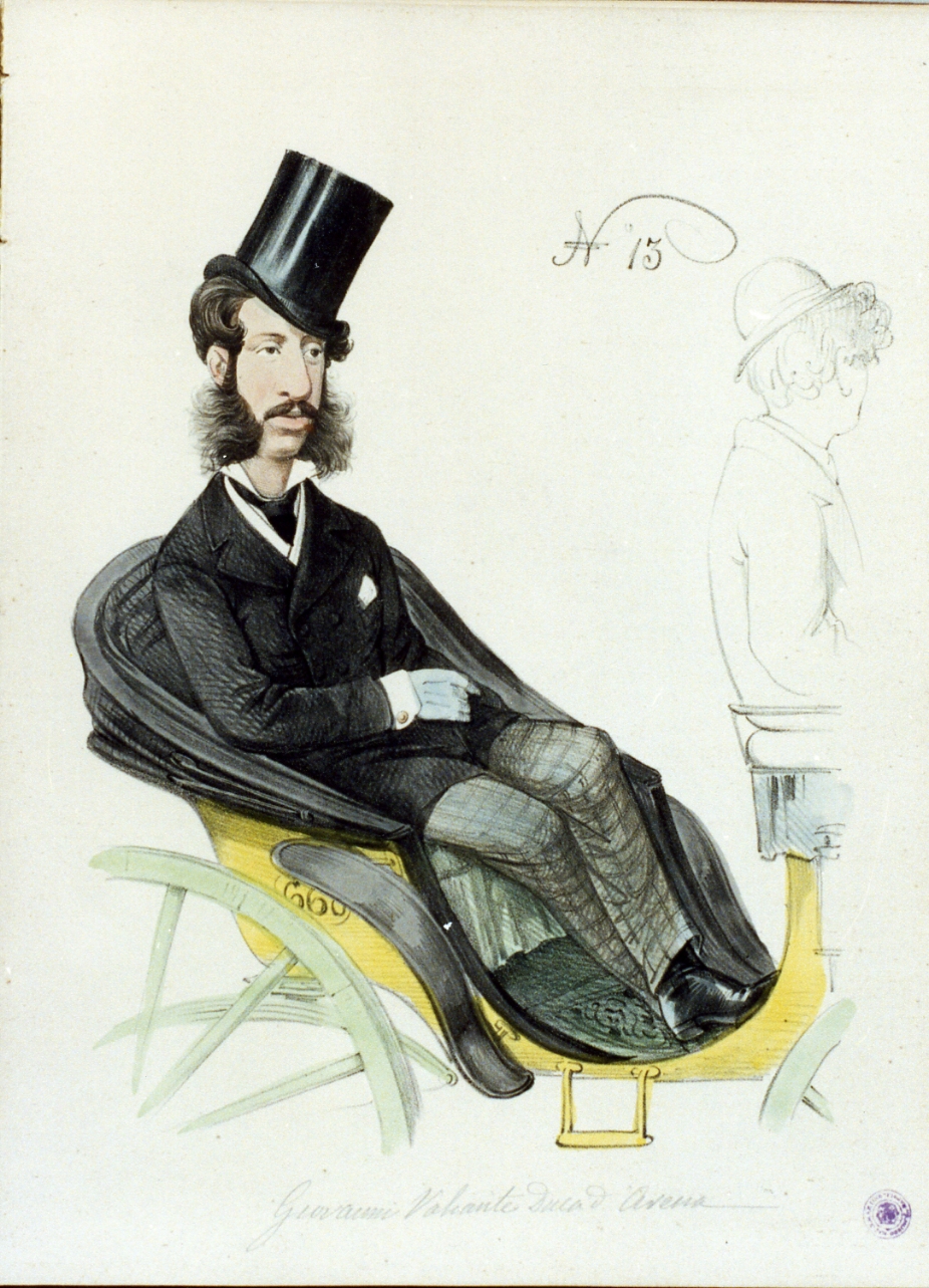 caricatura maschile (stampa a colori) di De Gregorio Francesco (sec. XIX)