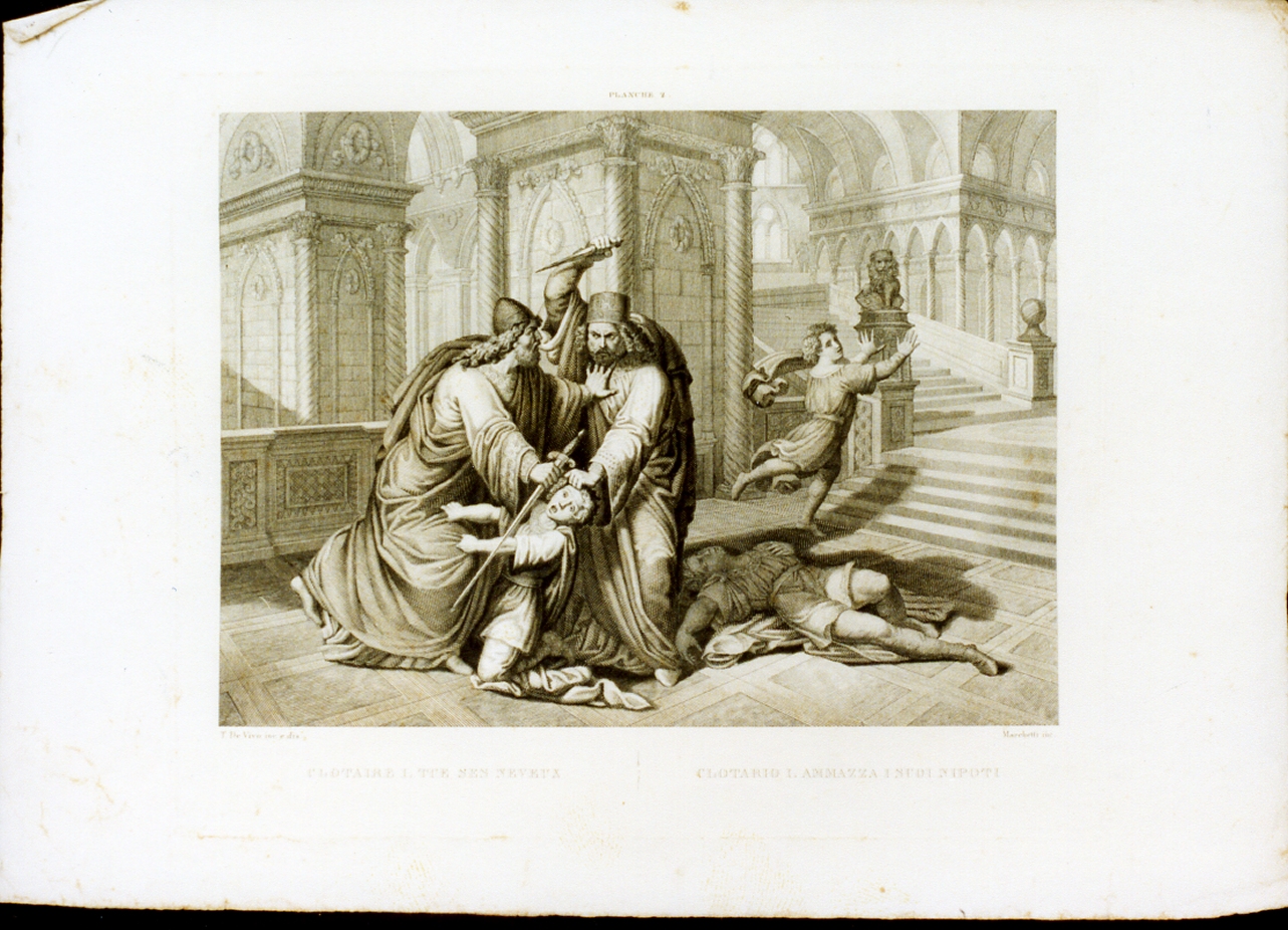 Clotario I uccide i nipoti (stampa) di Marchetti Domenico, De Vivo Tommaso (sec. XIX)