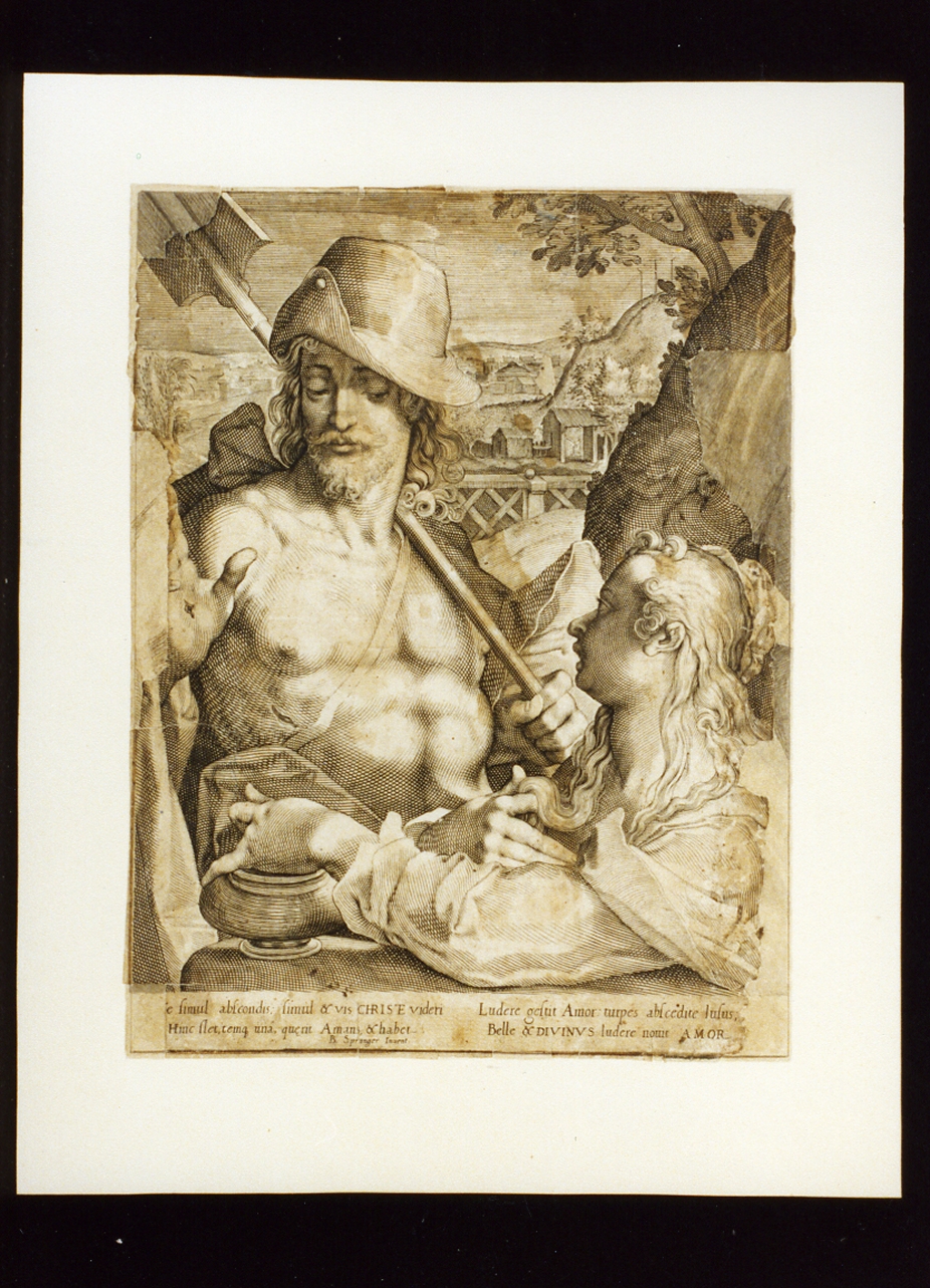 apparizione di Cristo risorto a Santa Maria Maddalena (stampa) di Spranger Bartholomaeus (secc. XVI/ XVII)