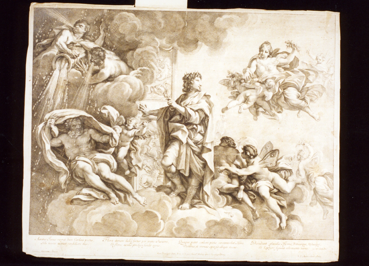 Giano apre le porte del suo tempio alla primavera (stampa) di Van Audenaerde Robert (secc. XVII/ XVIII)
