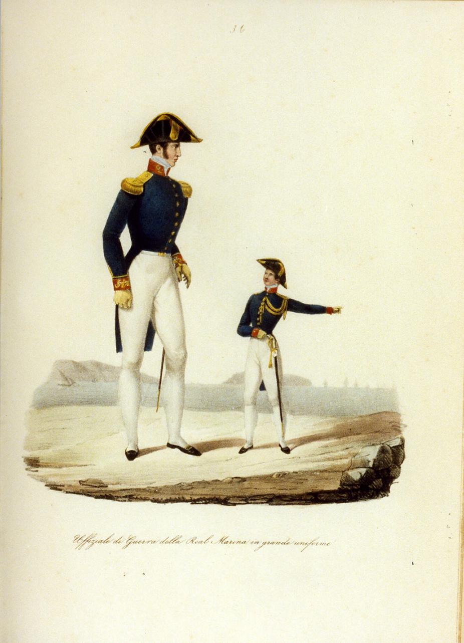 militari dell'esercito borbonico (stampa a colori) - ambito napoletano (sec. XIX)