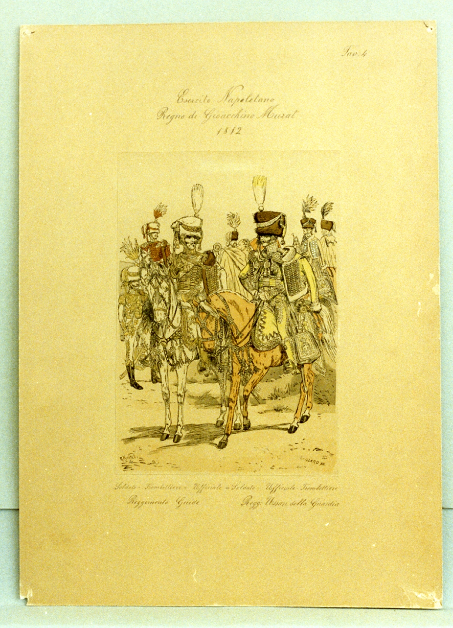 militari dell'esercito napoletano (stampa a colori) - ambito napoletano (secc. XIX/ XX)