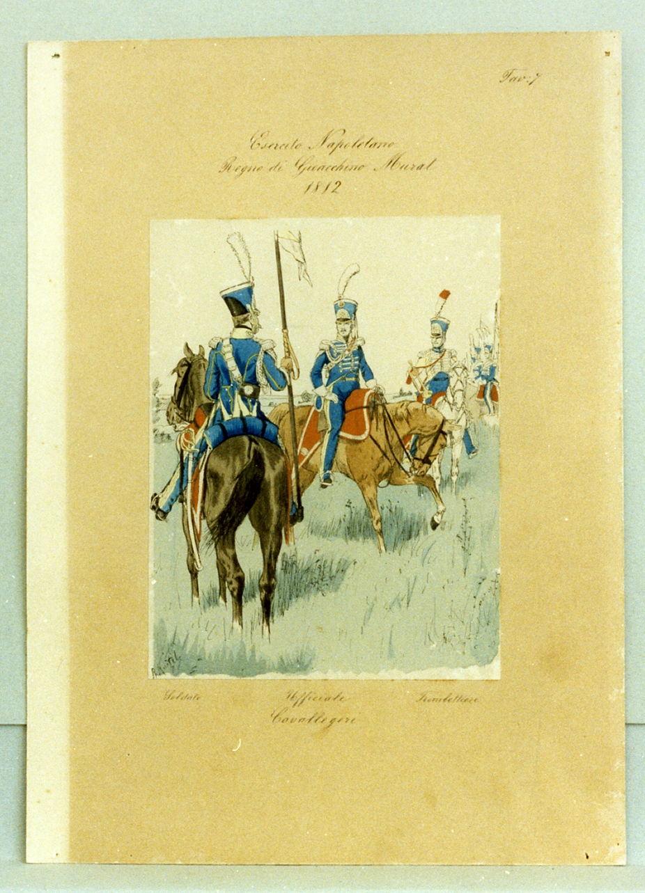 militari dell'esercito napoletano (stampa a colori) - ambito napoletano (secc. XIX/ XX)