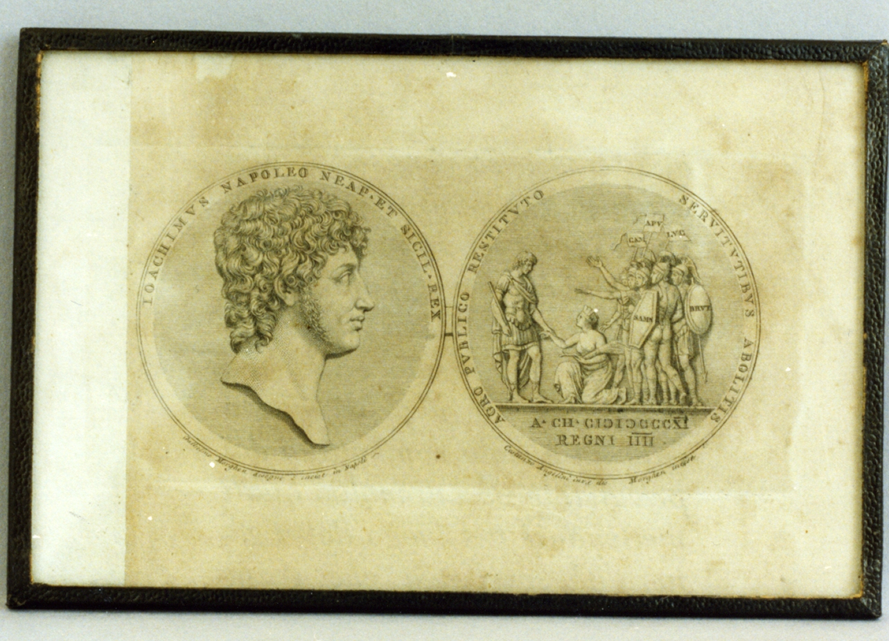 ritratto di Gioacchino Murat con scena allegorica (stampa) di Morghen Guglielmo (sec. XIX)