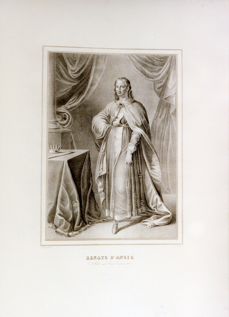 ritratto immaginato di Renato d'Angiò (stampa) - ambito napoletano (sec. XIX)