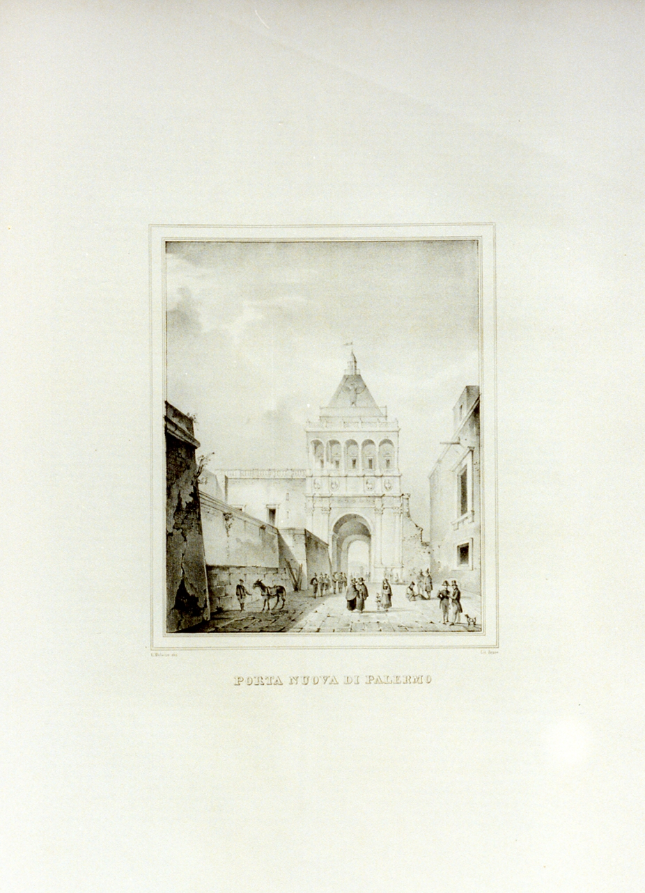 veduta di porta nuova a Palermo (stampa) - ambito napoletano (sec. XIX)