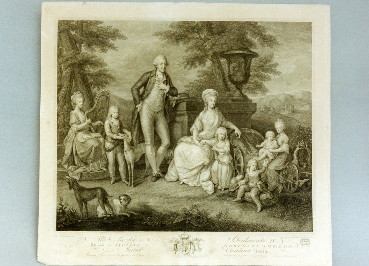 Ferdinando IV di Borbone con la famiglia (stampa) di Bovi Mariano (sec. XVIII)