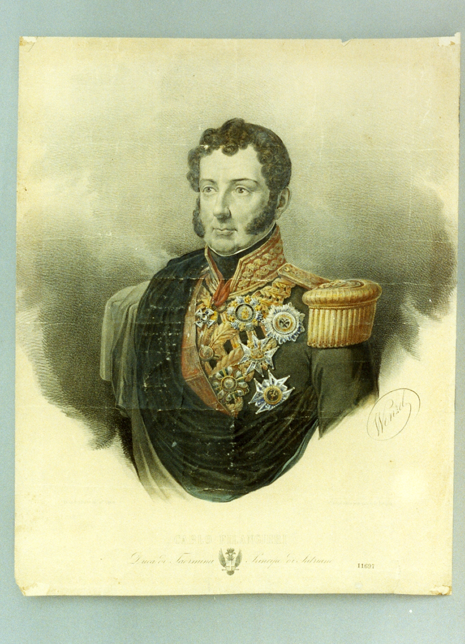 ritratto di Carlo Filangieri (stampa a colori) di Wenzel Francesco (metà sec. XIX)