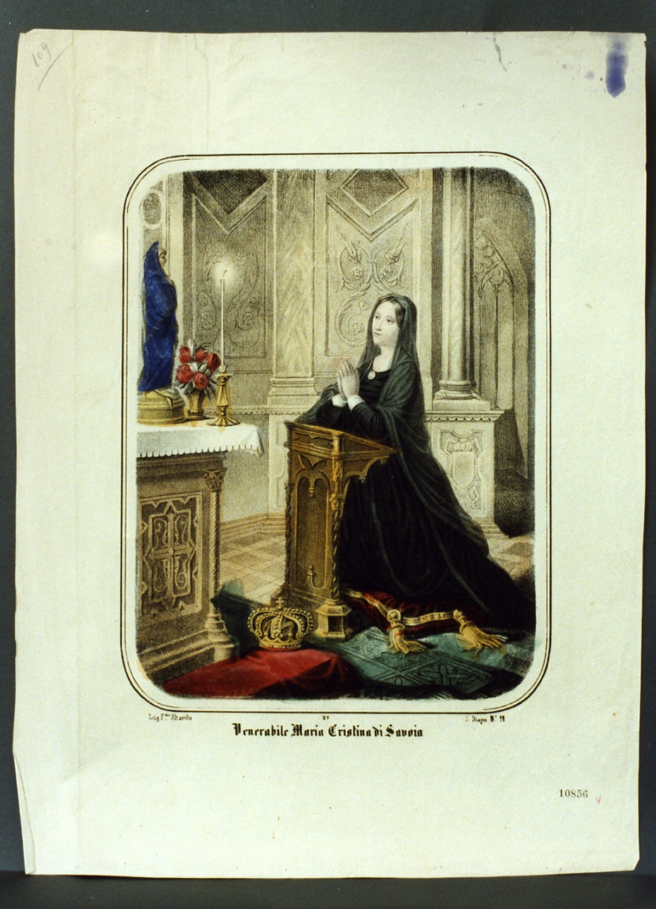 ritratto di Maria Cristina di Savoia (stampa a colori) - ambito napoletano (sec. XIX)