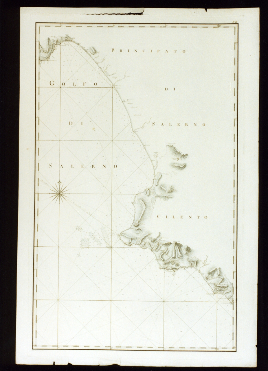 carta geografica del golfo di Salerno (stampa) di Guerra Giuseppe (sec. XVIII)