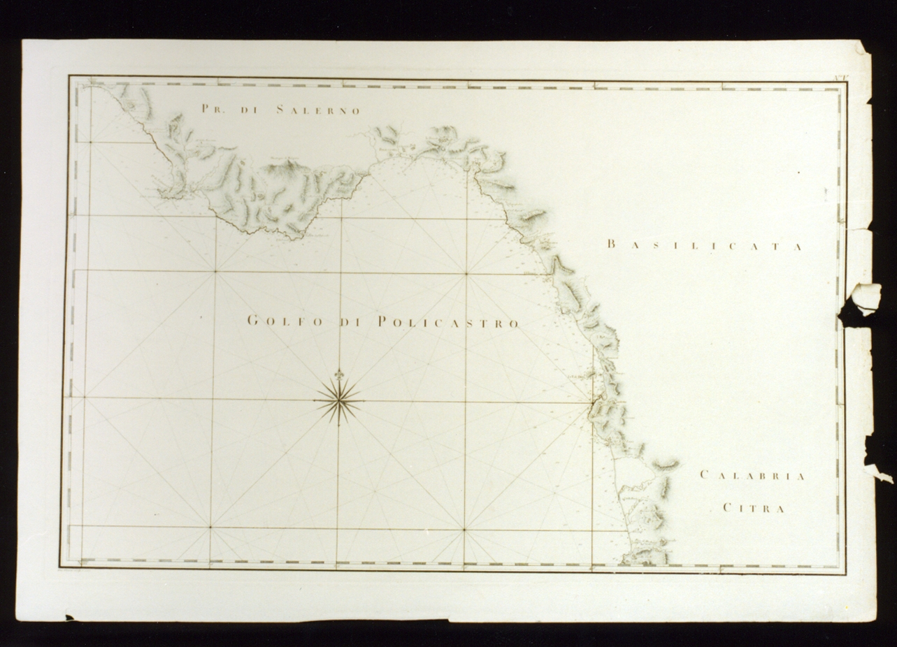 carta geografica del golfo di Policastro (stampa) di Guerra Giuseppe (sec. XVIII)