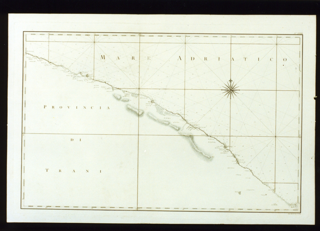carta geografica della costa da Monopoli a Giovenazzo (stampa) di Guerra Giuseppe (sec. XVIII)
