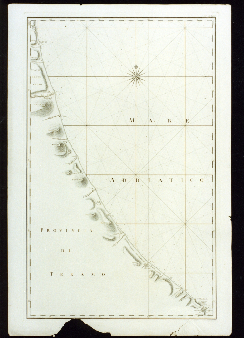 carta geografica della costa da Ortona al Tronto (stampa) di Guerra Giuseppe (sec. XVIII)