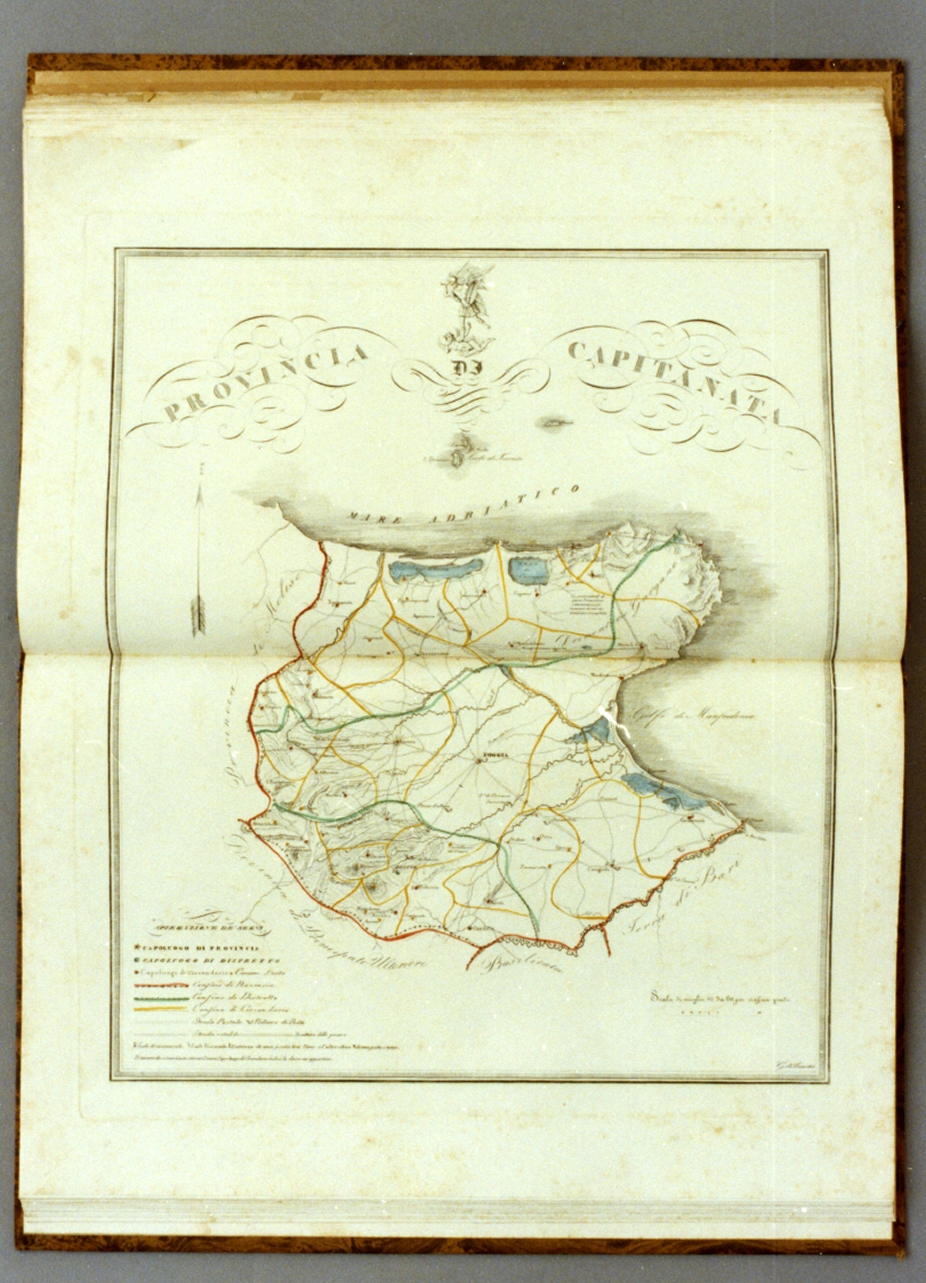 carta geografica della provincia di Capitanata (stampa a colori) - ambito italiano (sec. XIX)