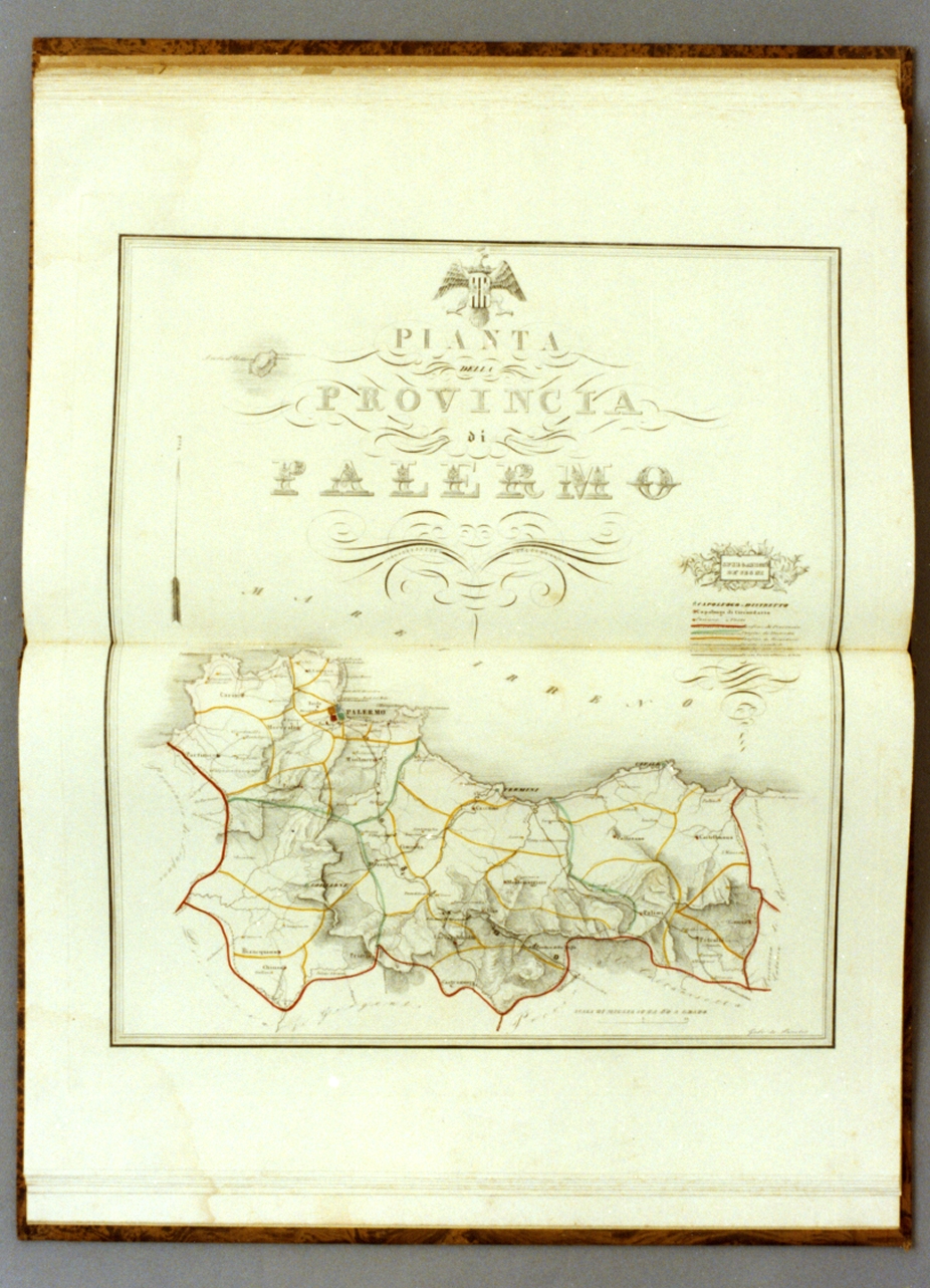 carta geografica della provincia di Palermo (stampa a colori) - ambito italiano (sec. XIX)