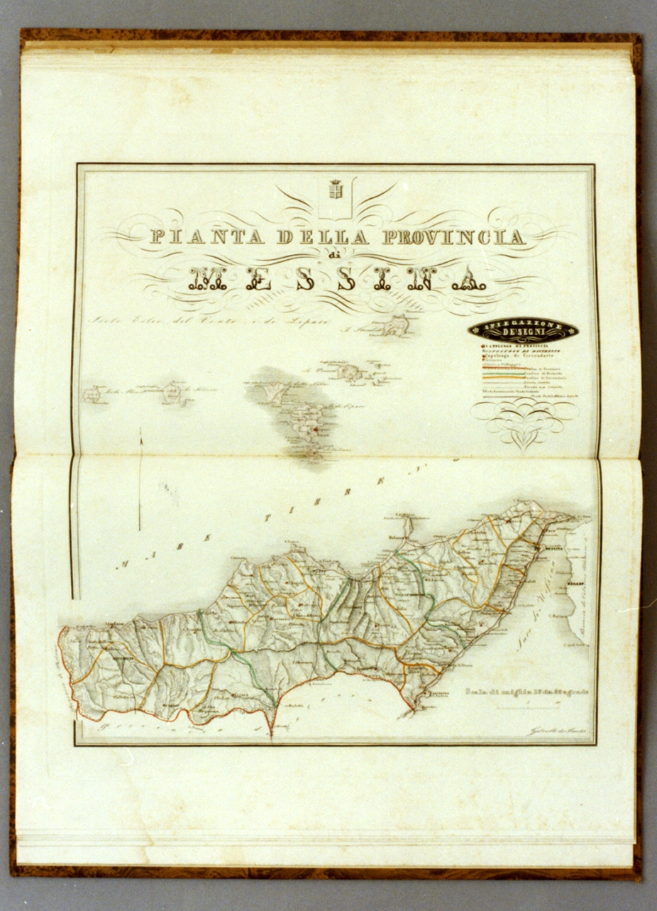 carta geografica della provincia di Messina (stampa a colori) - ambito italiano (sec. XIX)
