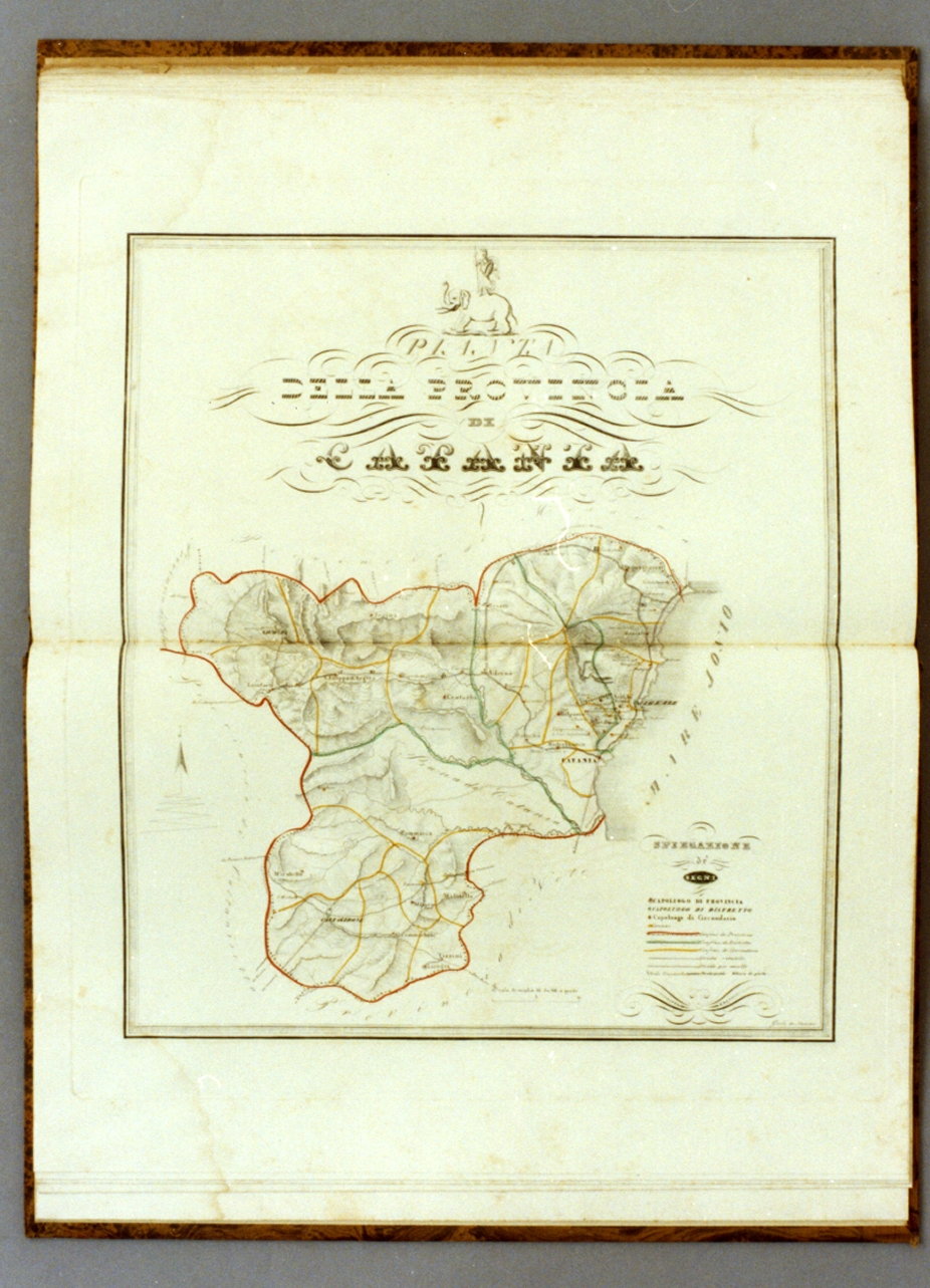 carta geografica della provincia di Catania (stampa a colori) - ambito italiano (sec. XIX)
