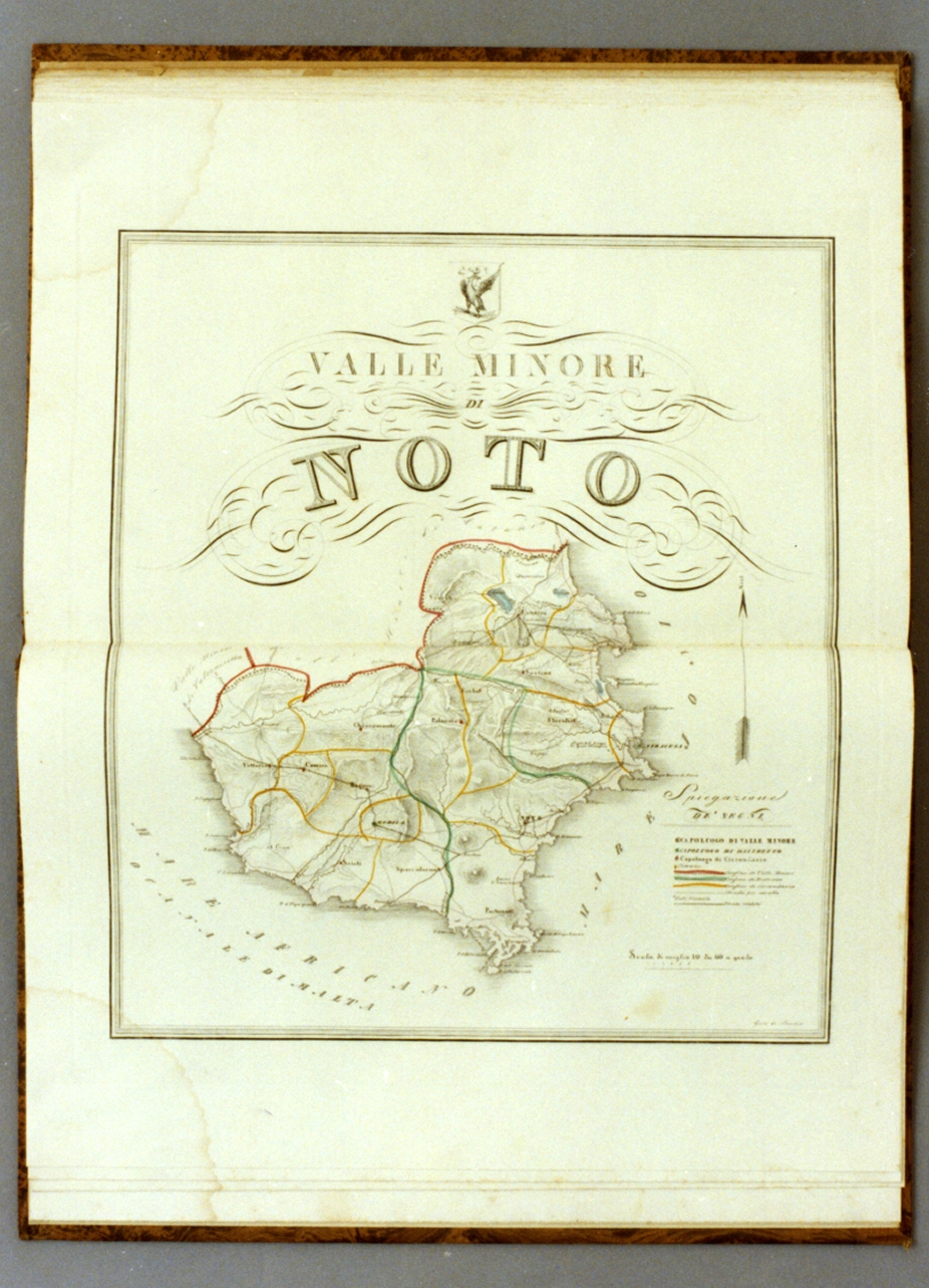 carta geografica della valle minore di Noto (stampa a colori) - ambito italiano (sec. XIX)