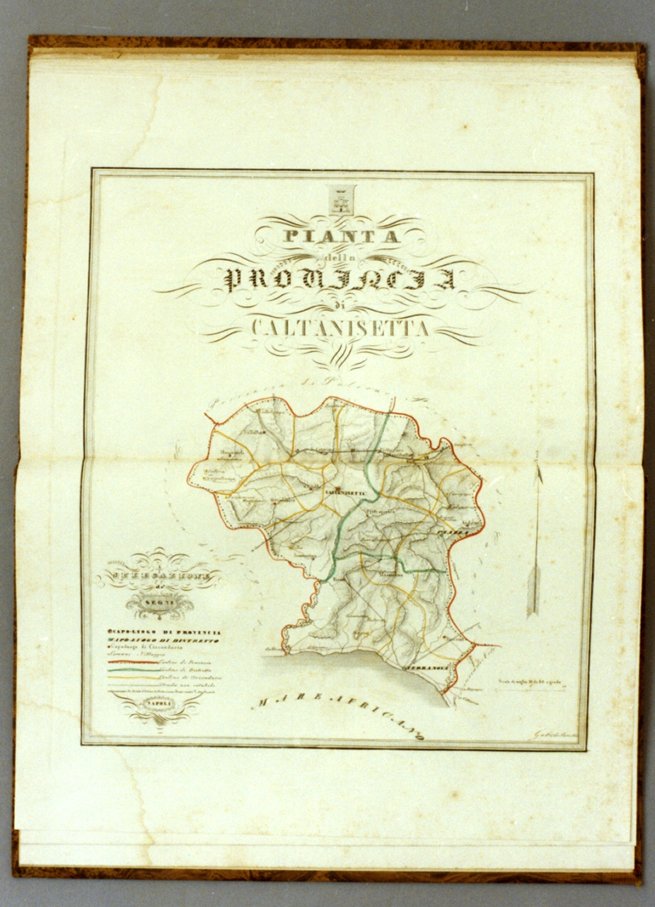 carta geografica della provincia di Caltanissetta (stampa a colori) - ambito italiano (sec. XIX)