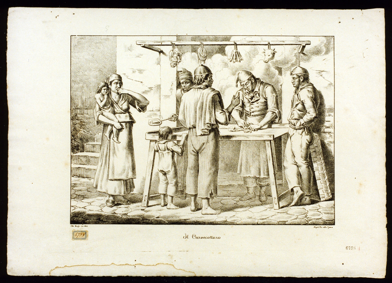 venditore di carne cotta (stampa) - ambito italiano (prima metà sec. XIX)