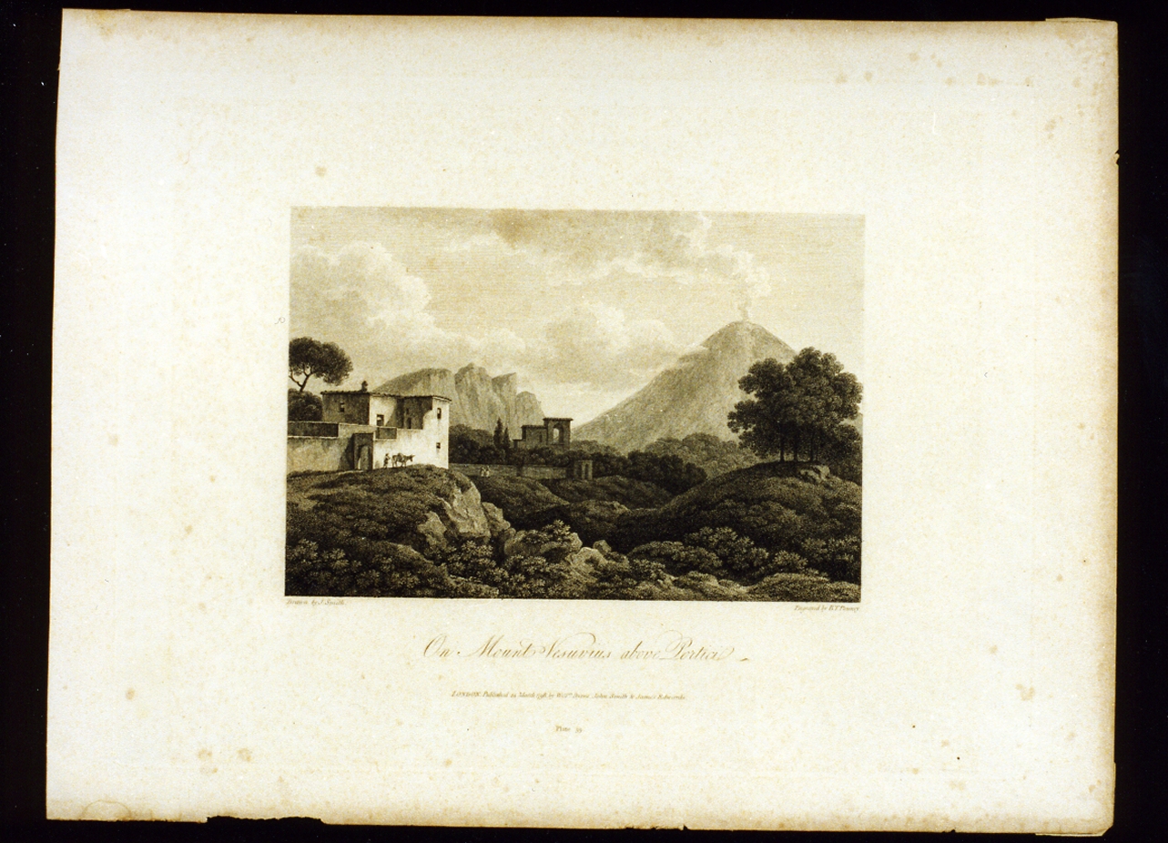 veduta del Vesuvio da Portici (stampa) di Pouncy Benjamin Thomas (seconda metà sec. XVIII)