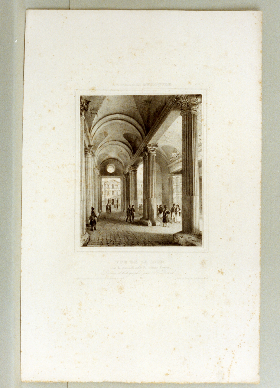 interno del palazzo del Louvre a Parigi (stampa) di David Jules (sec. XIX)