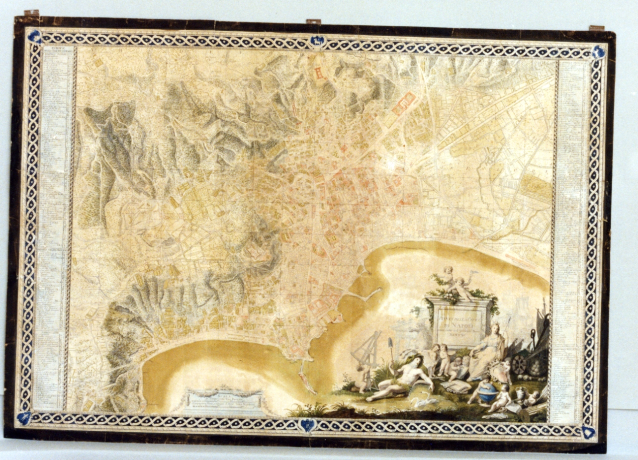 pianta della città di Napoli (stampa a colori) di Guerra Giuseppe (sec. XVIII)
