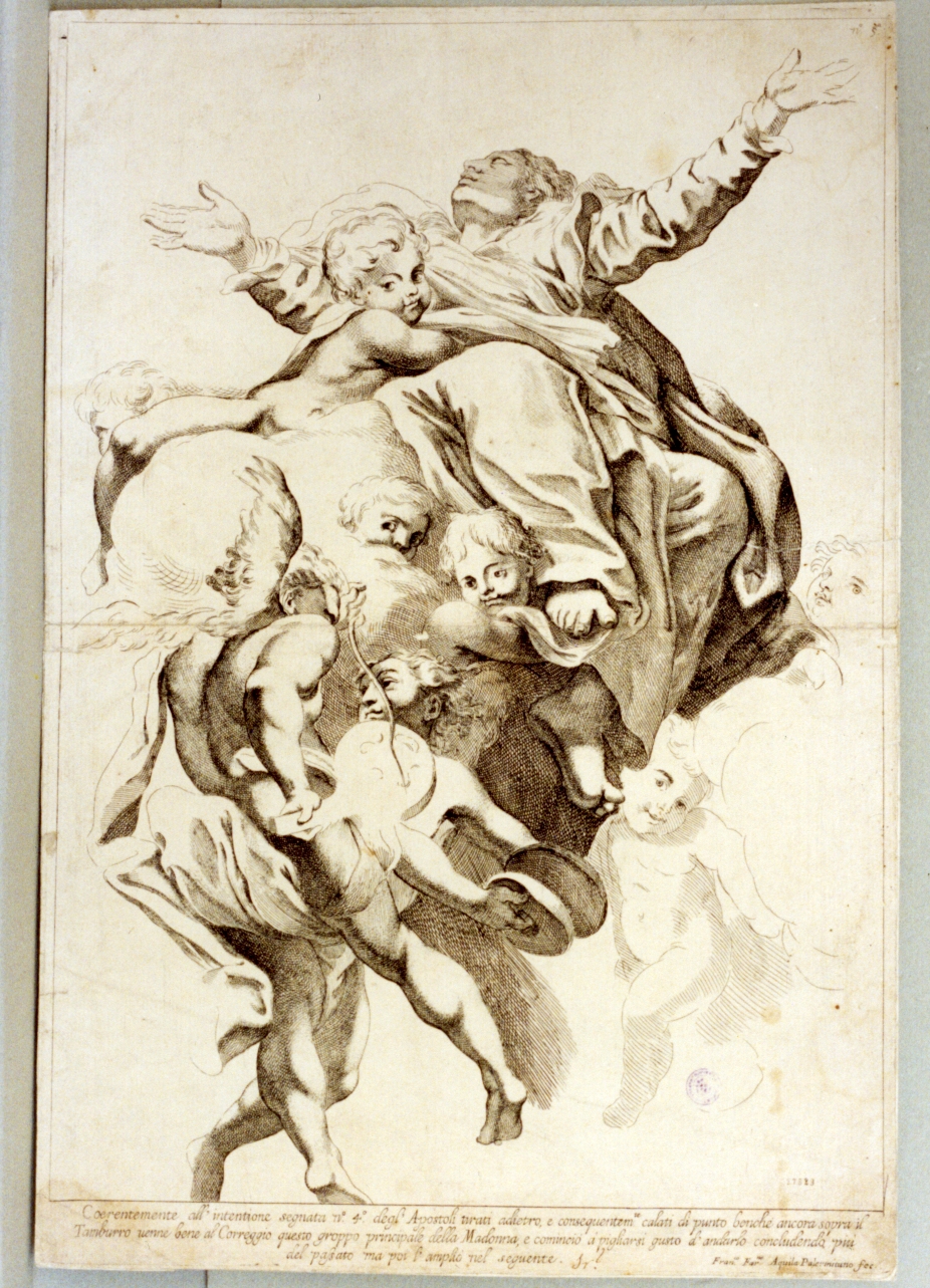 Madonna in gloria (stampa) di Aquila Francesco Faraone (secc. XVII/ XVIII)